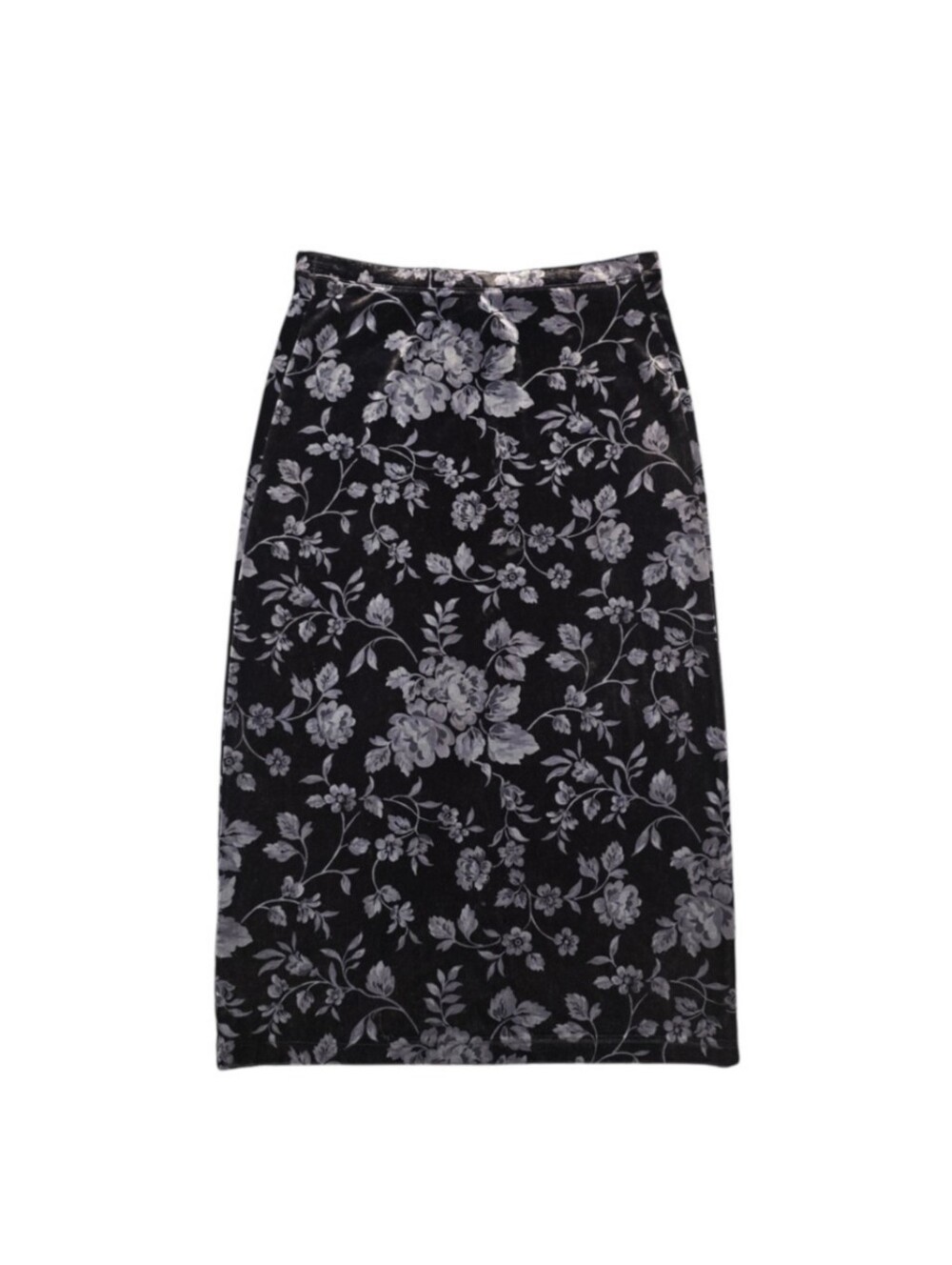 VTG 90s GAP Floral Skirt | Velvet-Feel Stretch | Witchy Dark Floral | JUNIORS L